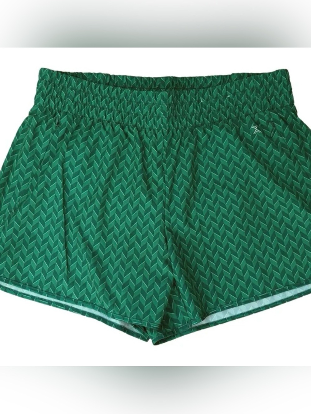 XERSION MID-RISE RUNNING SHORTS ELASTIC WAIST WOMEN ZIP POCKETS GREEN SIZE LARGE